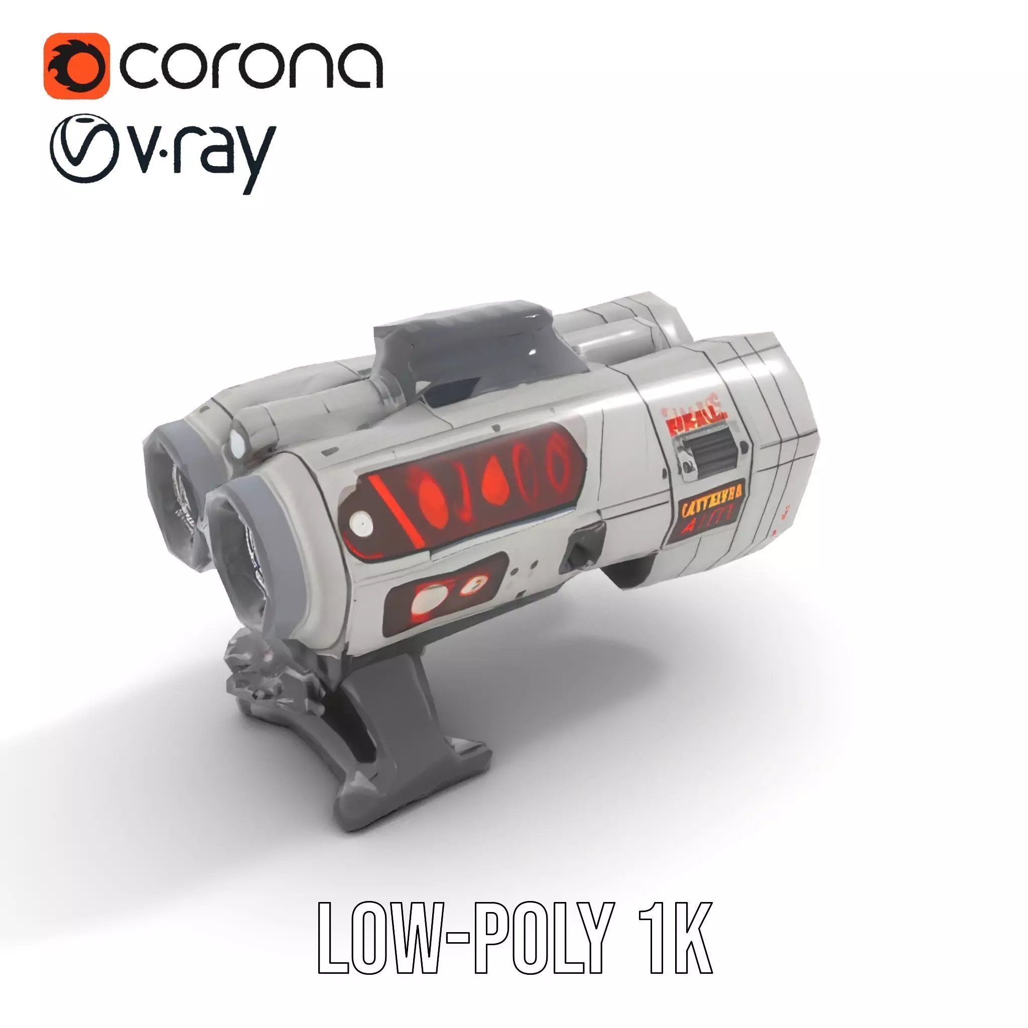 Futuristic Silver Blaster model pack Low-poly 3D model_8