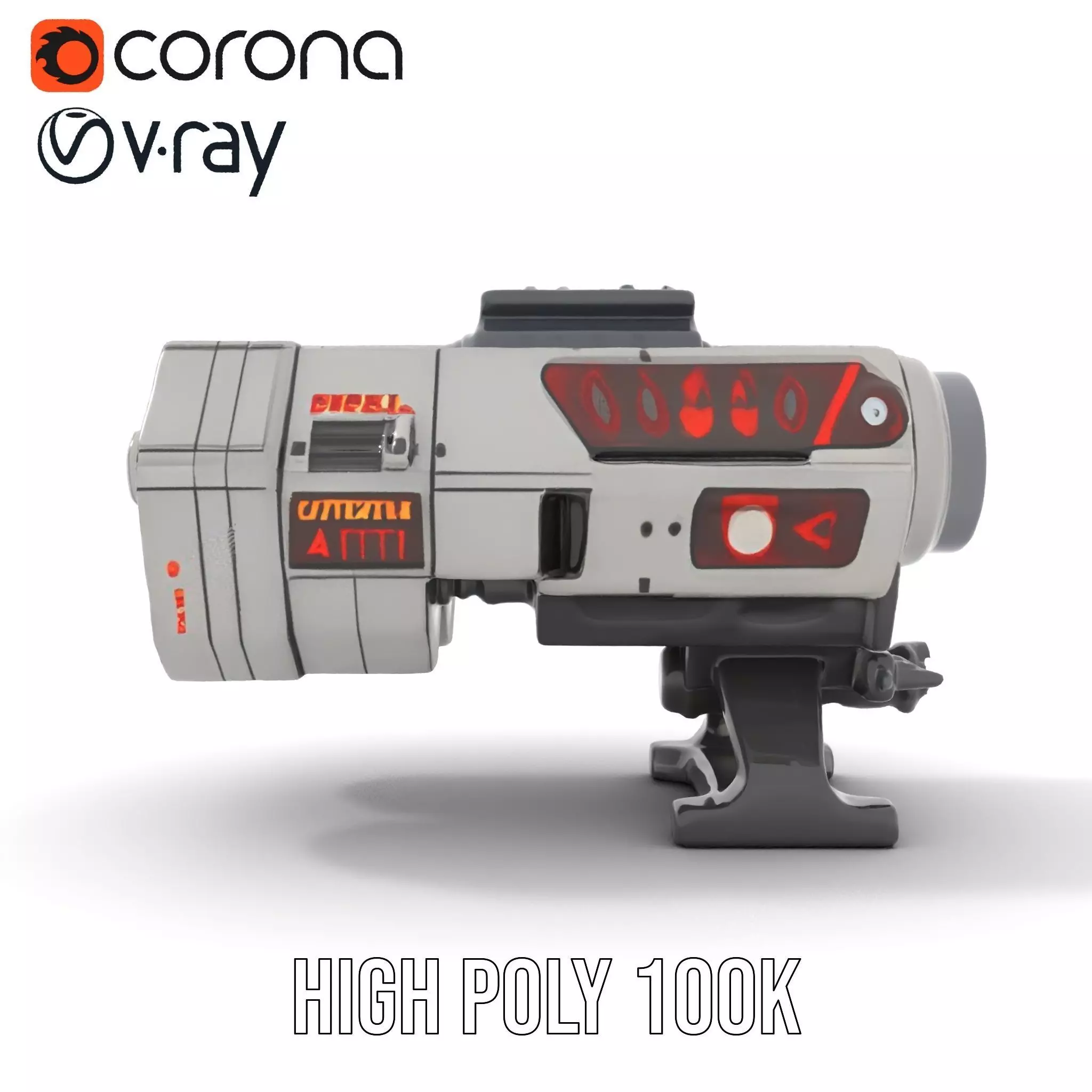 Futuristic Silver Blaster model pack Low-poly 3D model_16