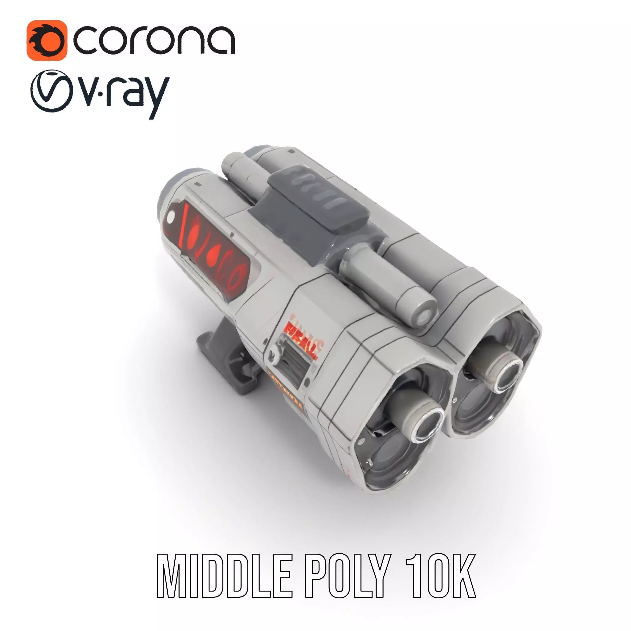 Futuristic Silver Blaster model pack Low-poly 3D model_12