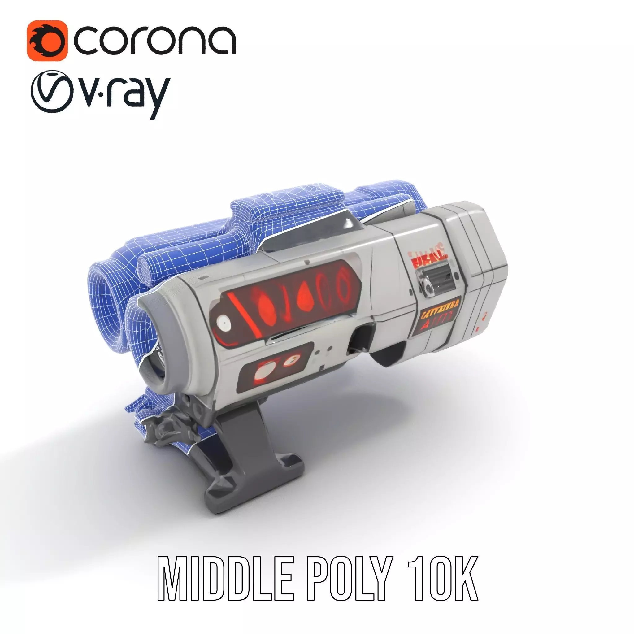 Futuristic Silver Blaster model pack Low-poly 3D model_20