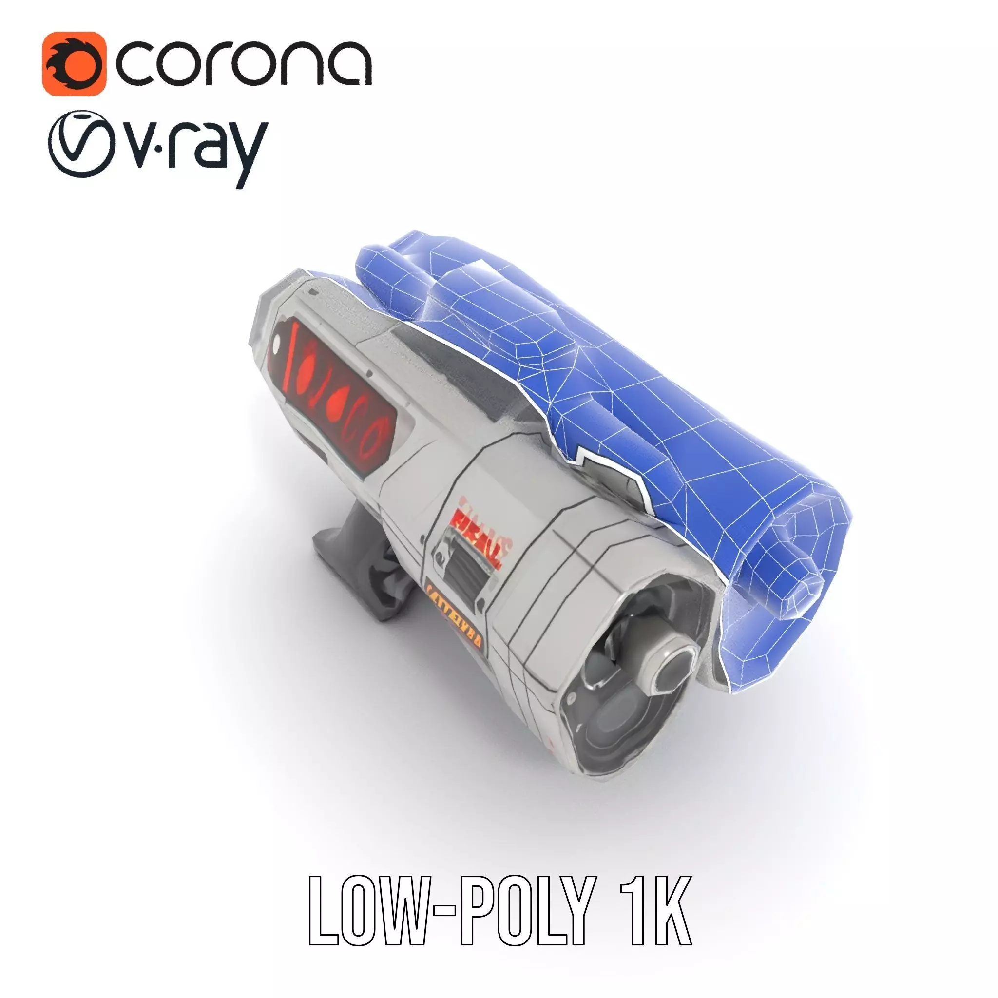 Futuristic Silver Blaster model pack Low-poly 3D model_21