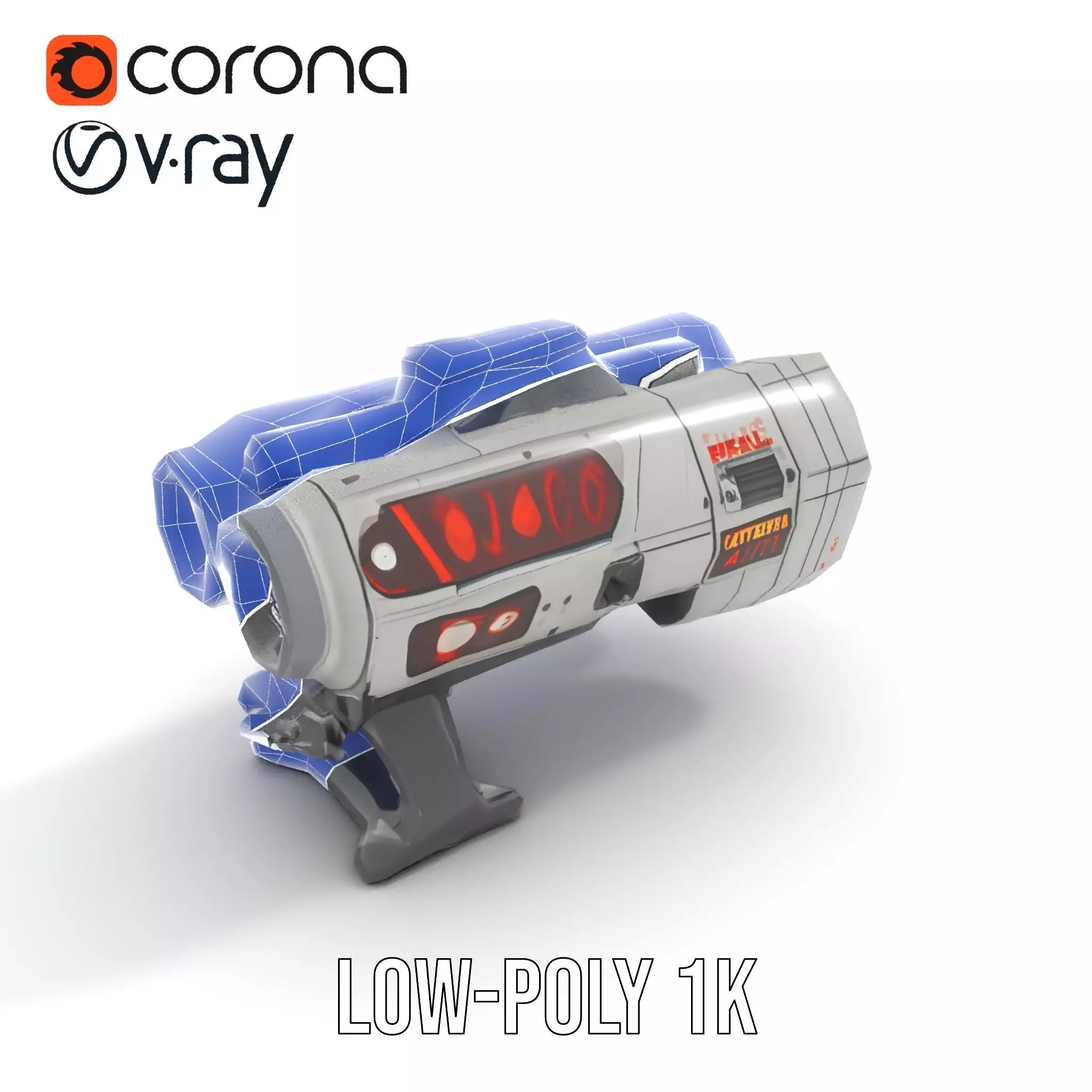 Futuristic Silver Blaster model pack Low-poly 3D model_23