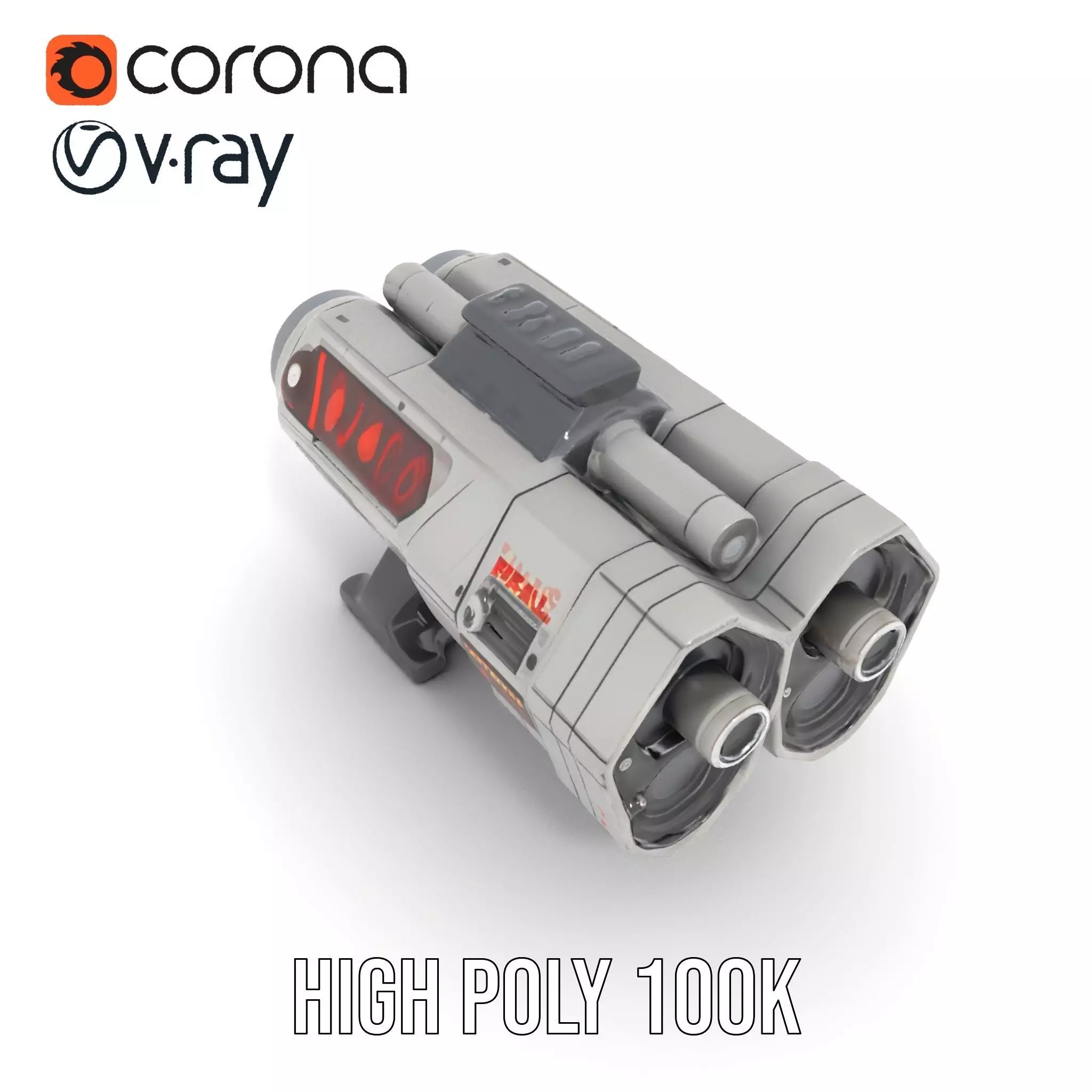 Futuristic Silver Blaster model pack Low-poly 3D model_19