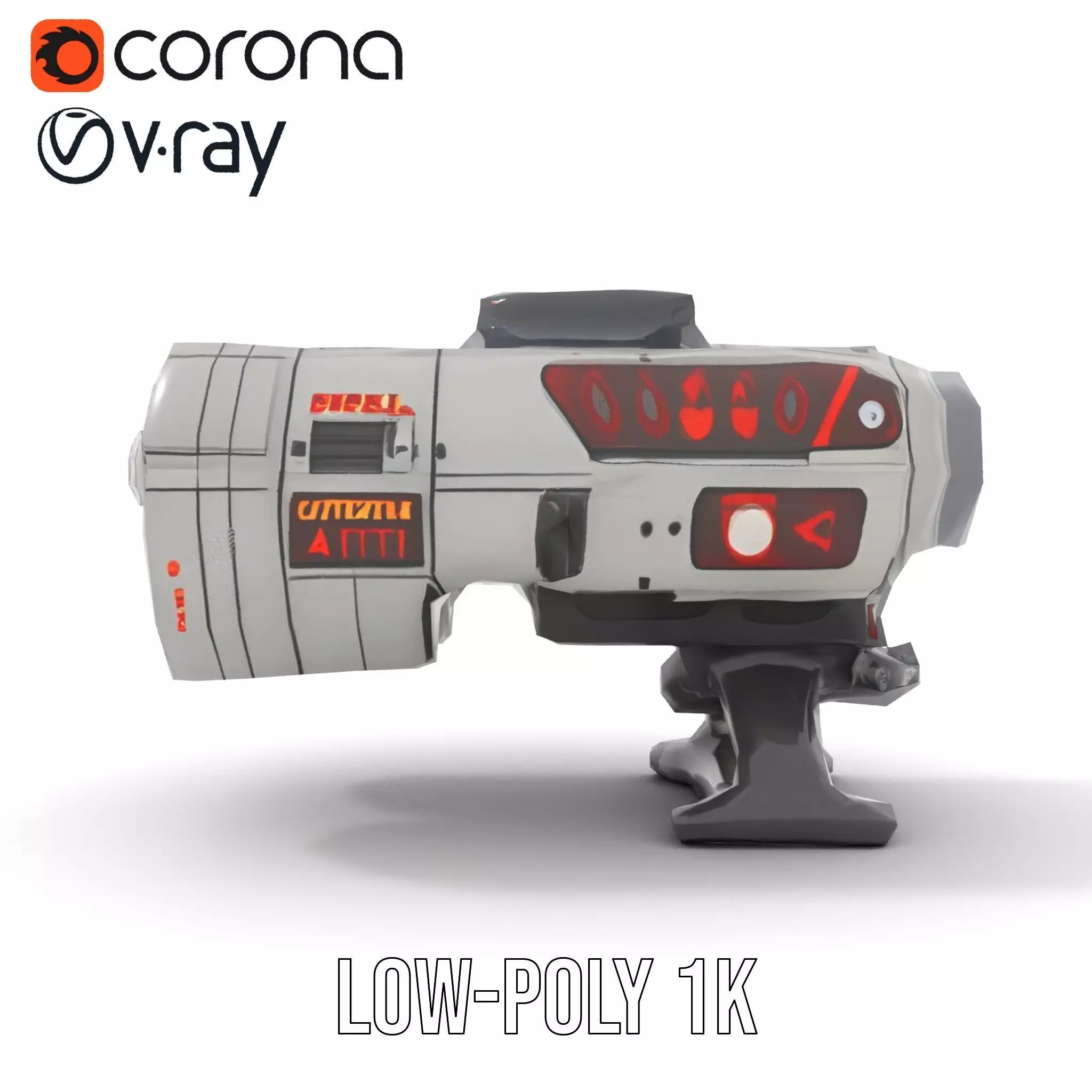 Futuristic Silver Blaster model pack Low-poly 3D model_10