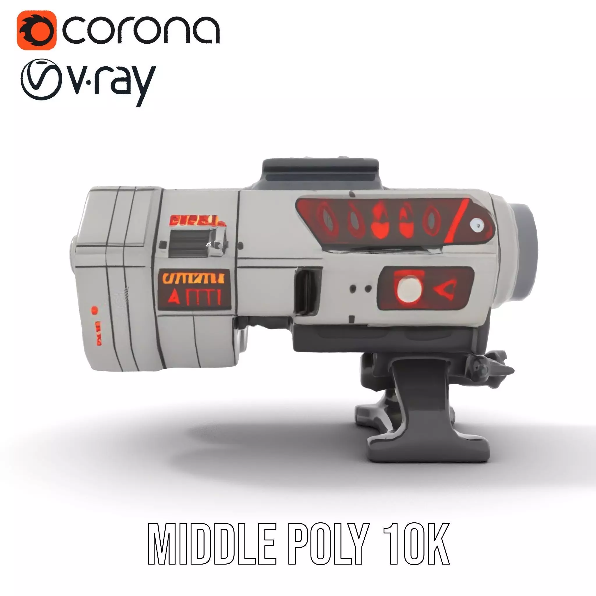 Futuristic Silver Blaster model pack Low-poly 3D model_14