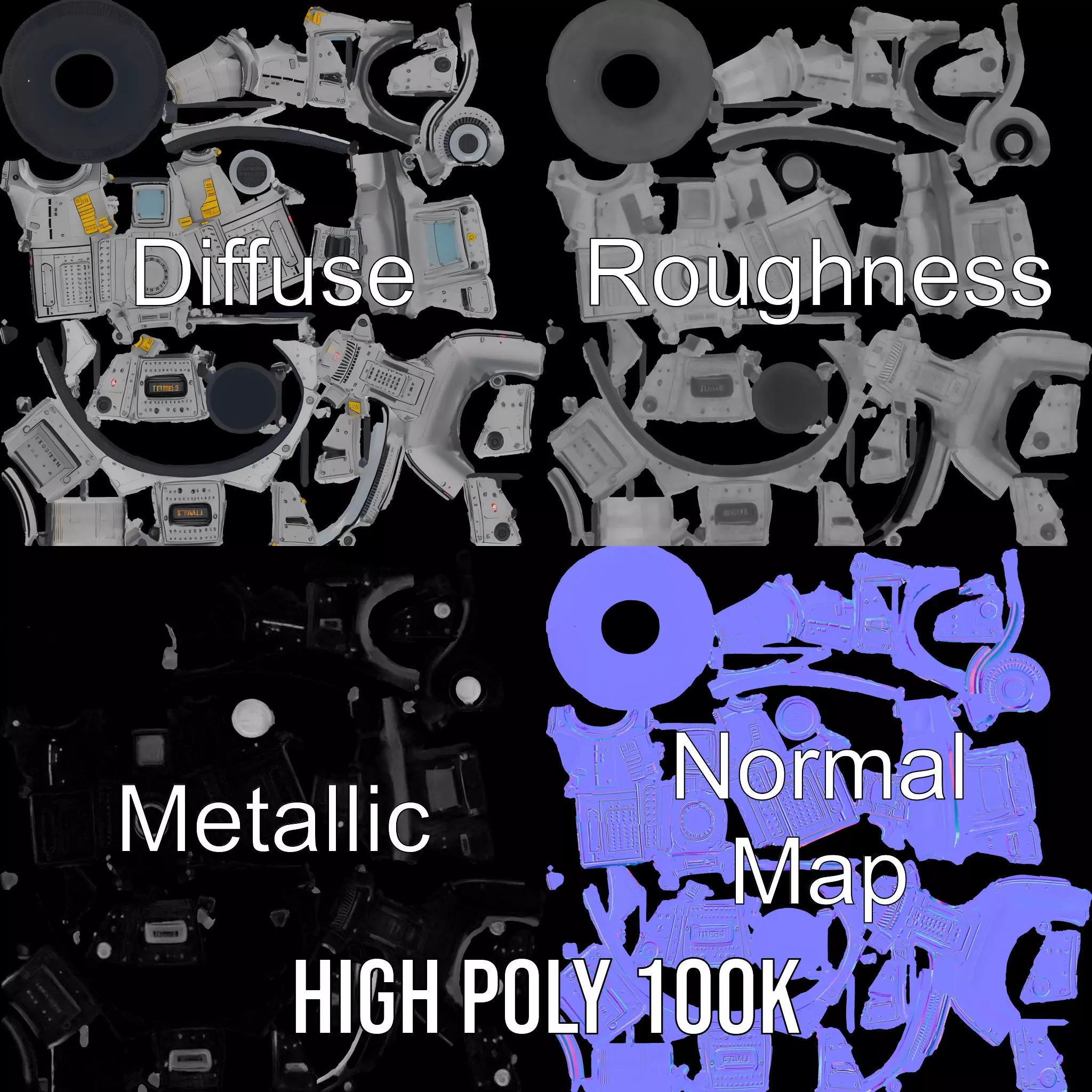 Futuristic Energy Blaster model pack Low-poly 3D model_4