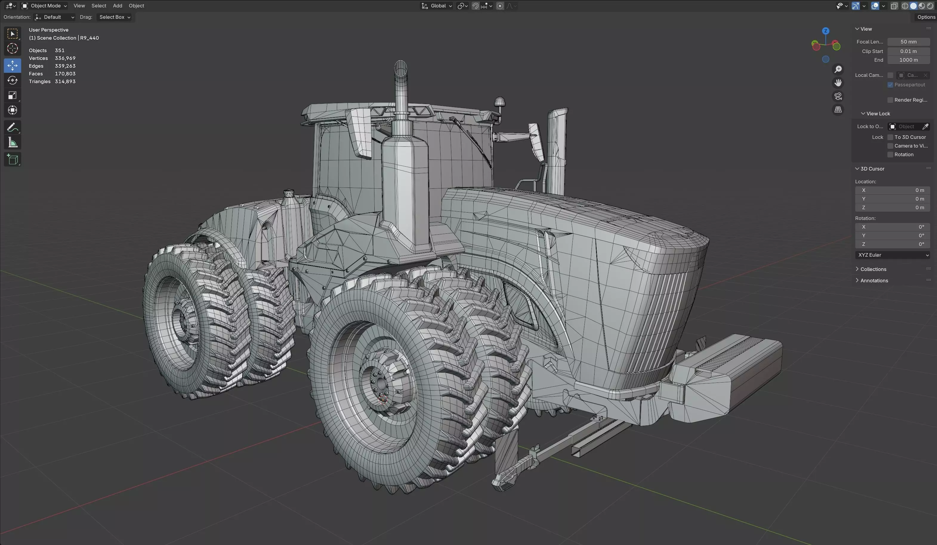 John Deere Tractor 9r 440 Low-poly 3D model_32