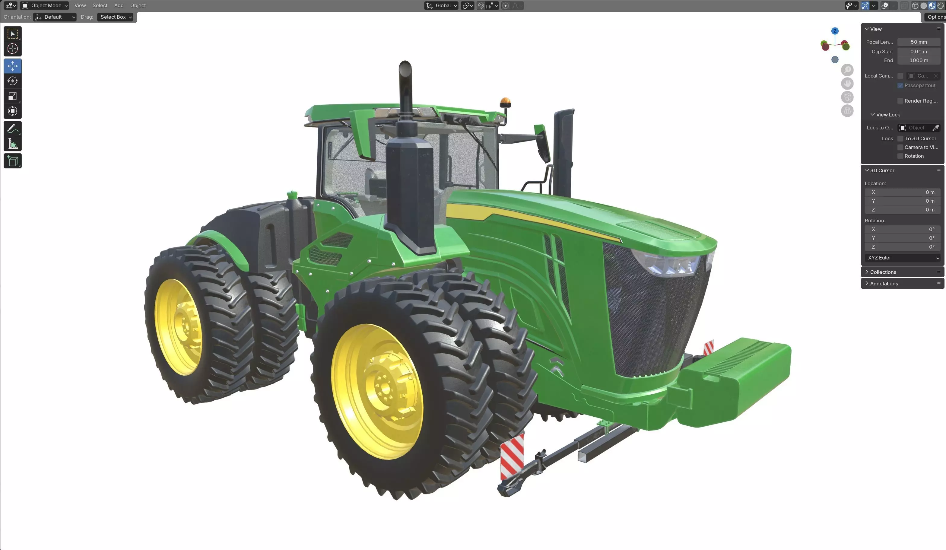 John Deere Tractor 9r 440 Low-poly 3D model_12
