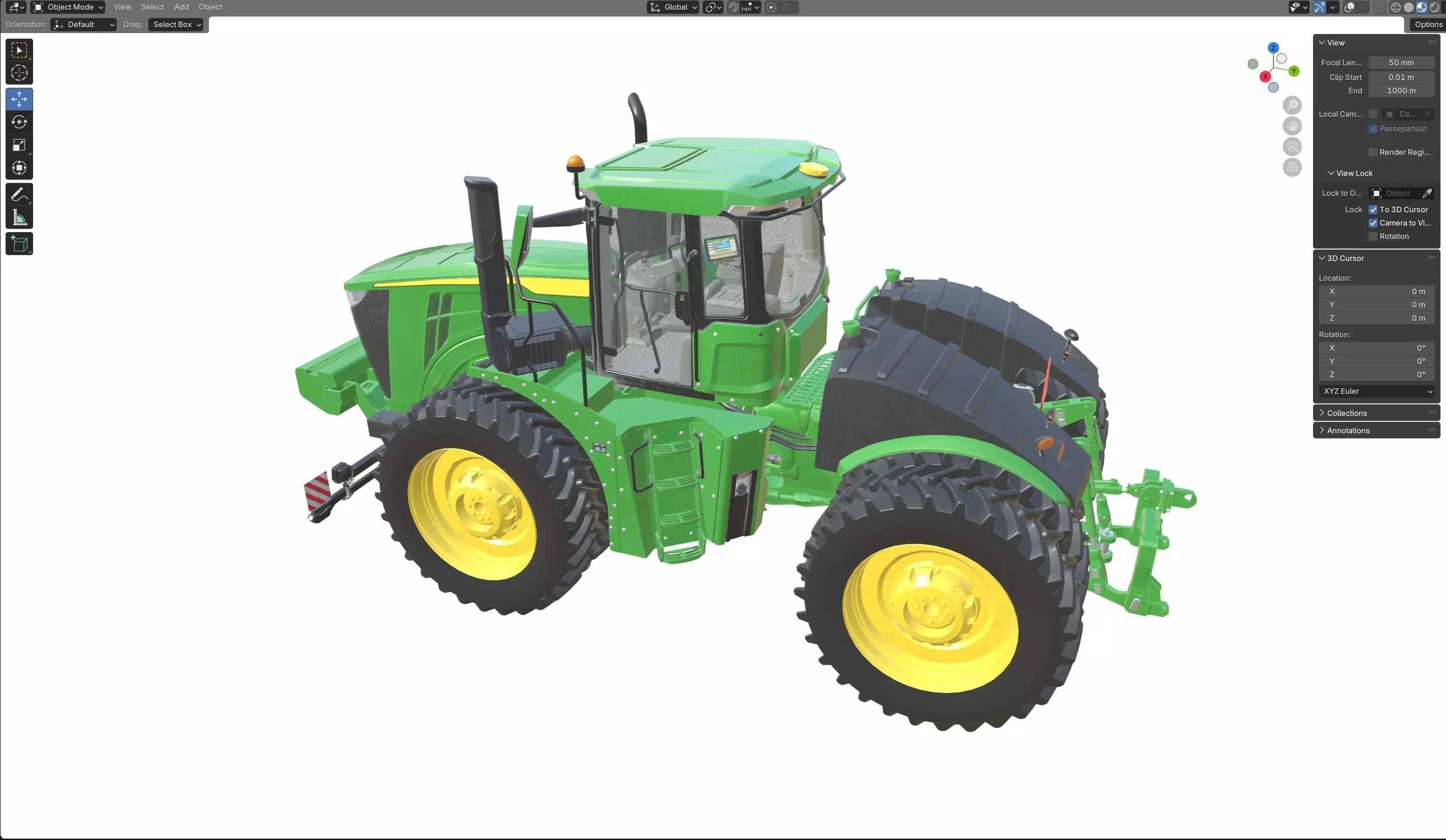John Deere Tractor 9r 440 Low-poly 3D model_23
