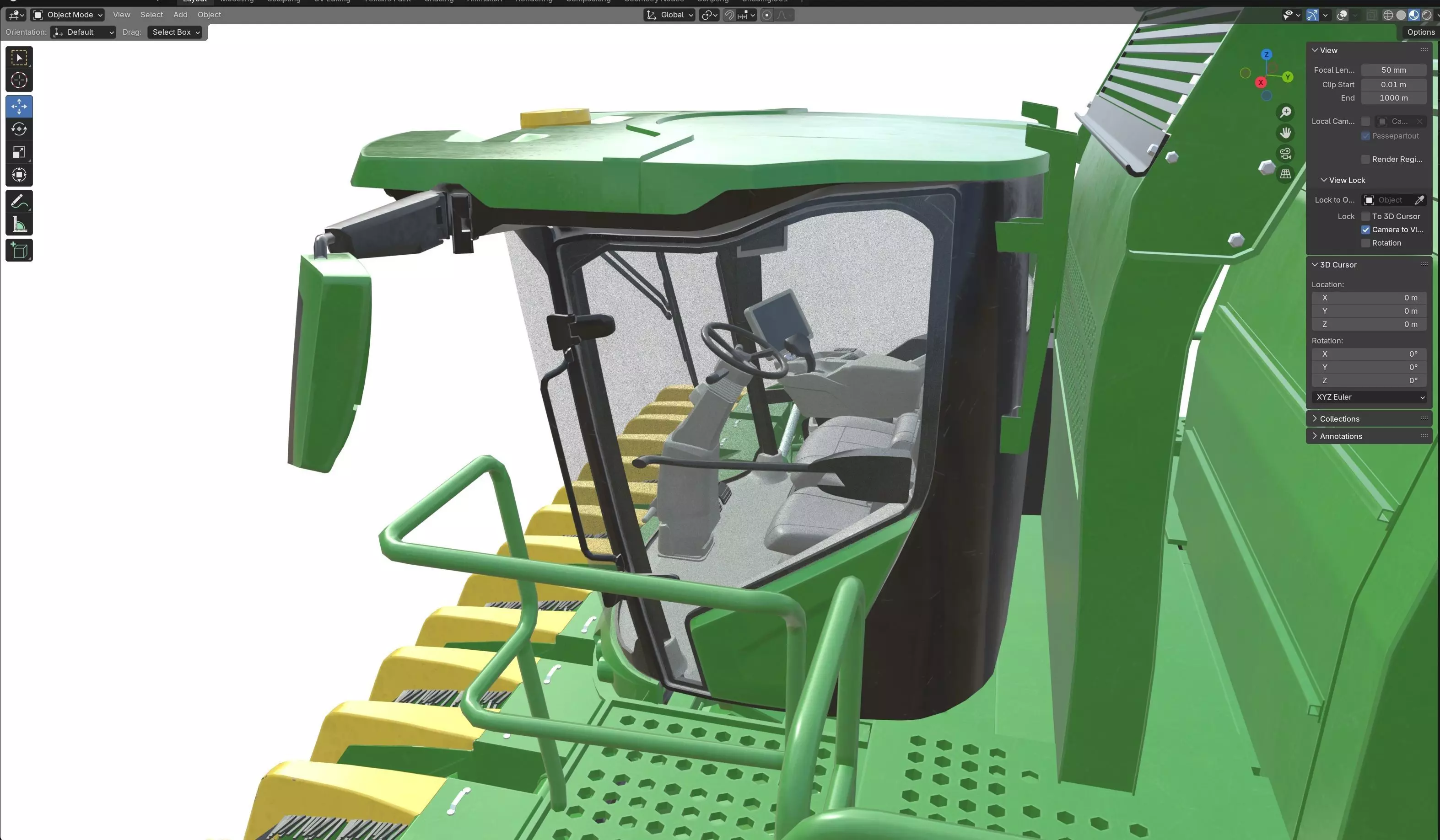 John Deere CS770 Cotton Stripper Low-poly 3D model_12