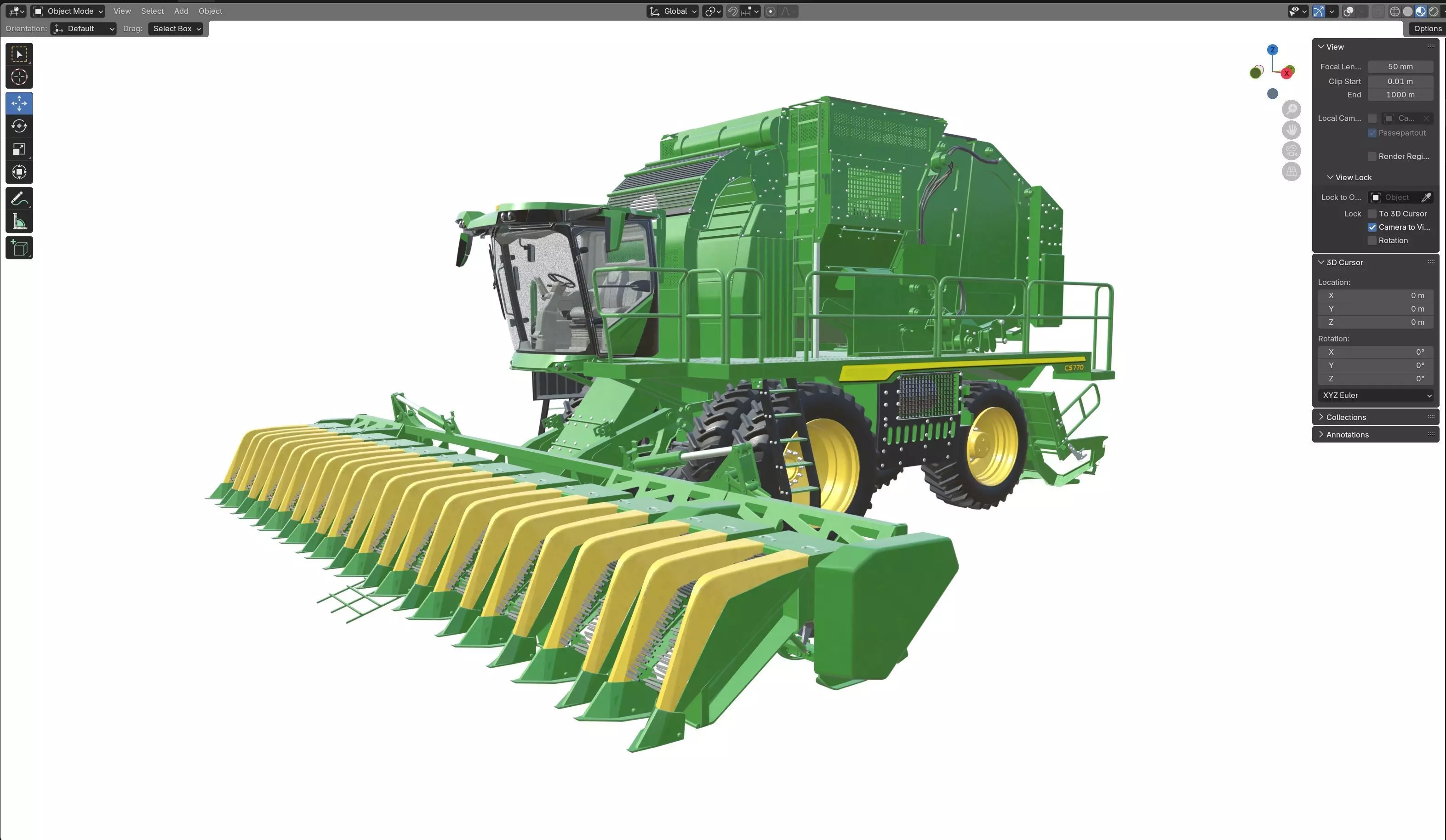 John Deere CS770 Cotton Stripper Low-poly 3D model_10