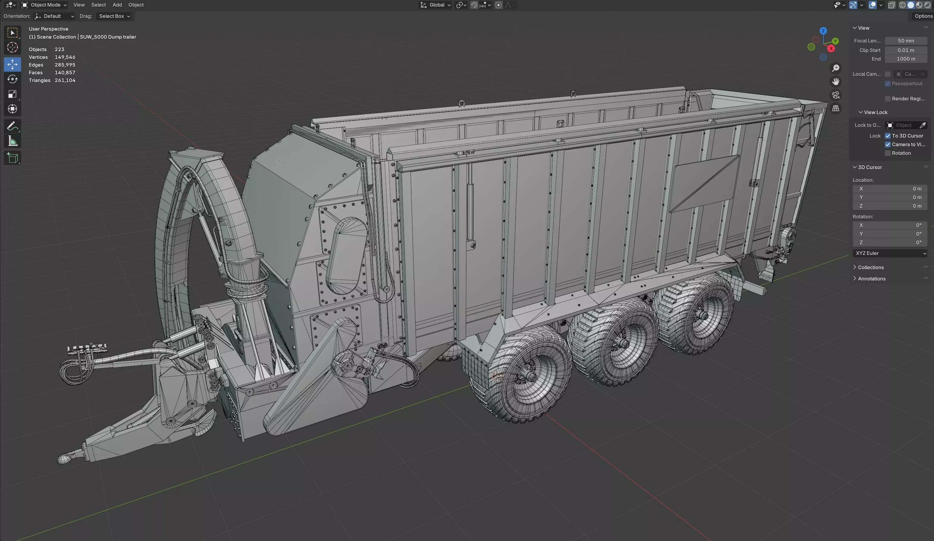Have Dump trailer SUW 5000 Low-poly 3D model_25