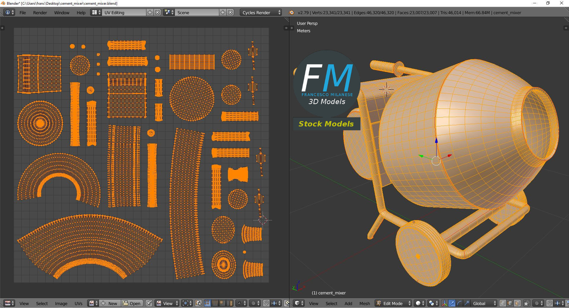 Cement mixer 3D model_10