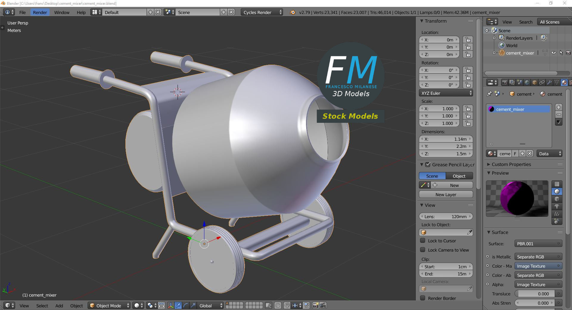 Cement mixer 3D model_9