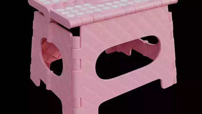 Plastic Folding Step Stool - Pink Low-poly 3D model