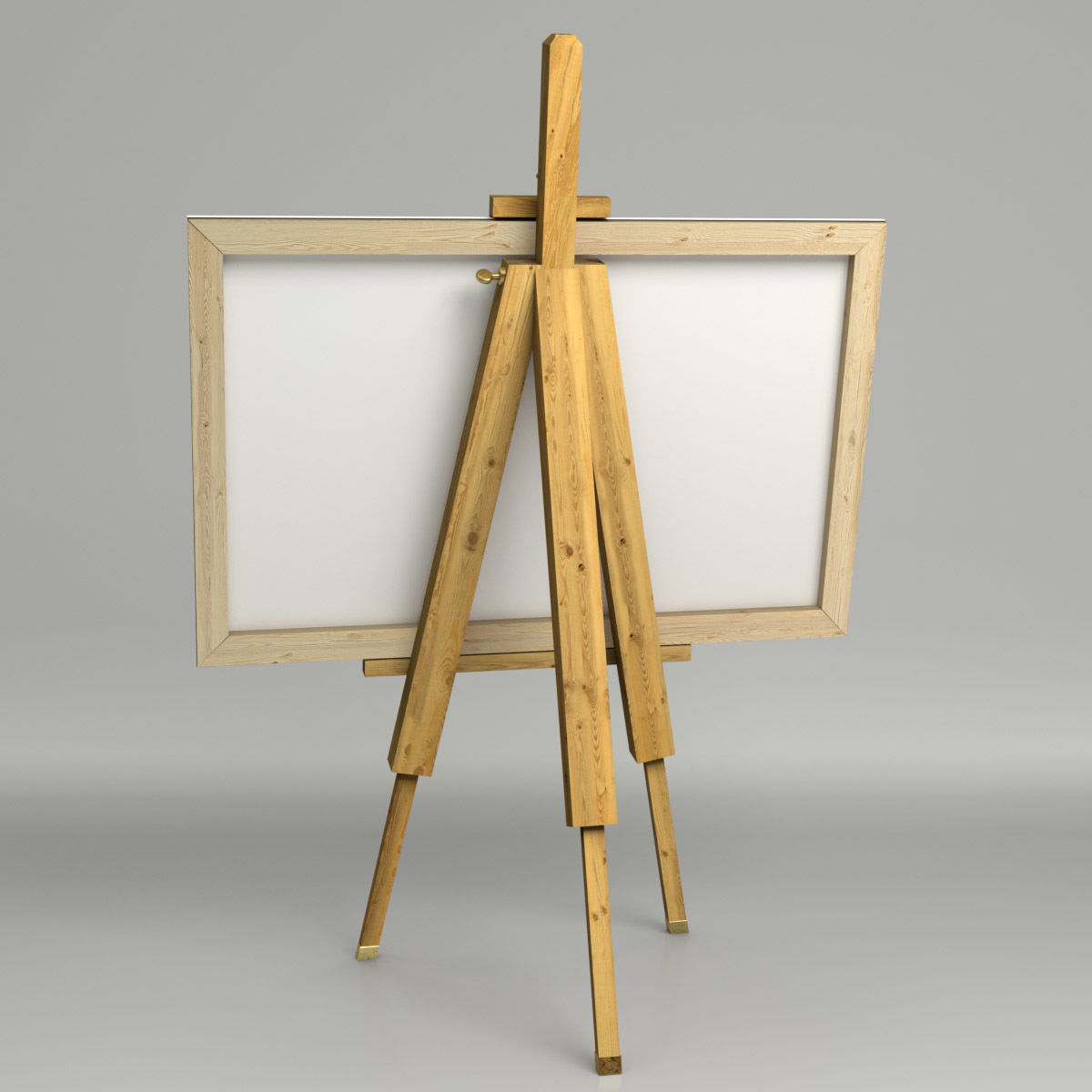 Artist easel with canvas 3D model_2