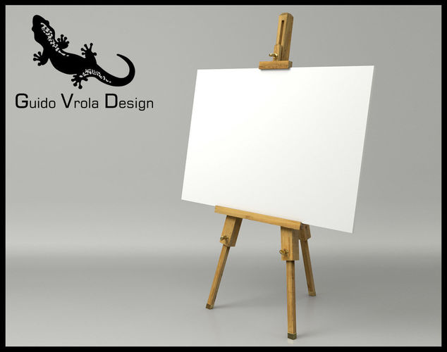 Artist easel with canvas 3D model