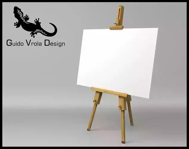 Artist easel with canvas 3D model