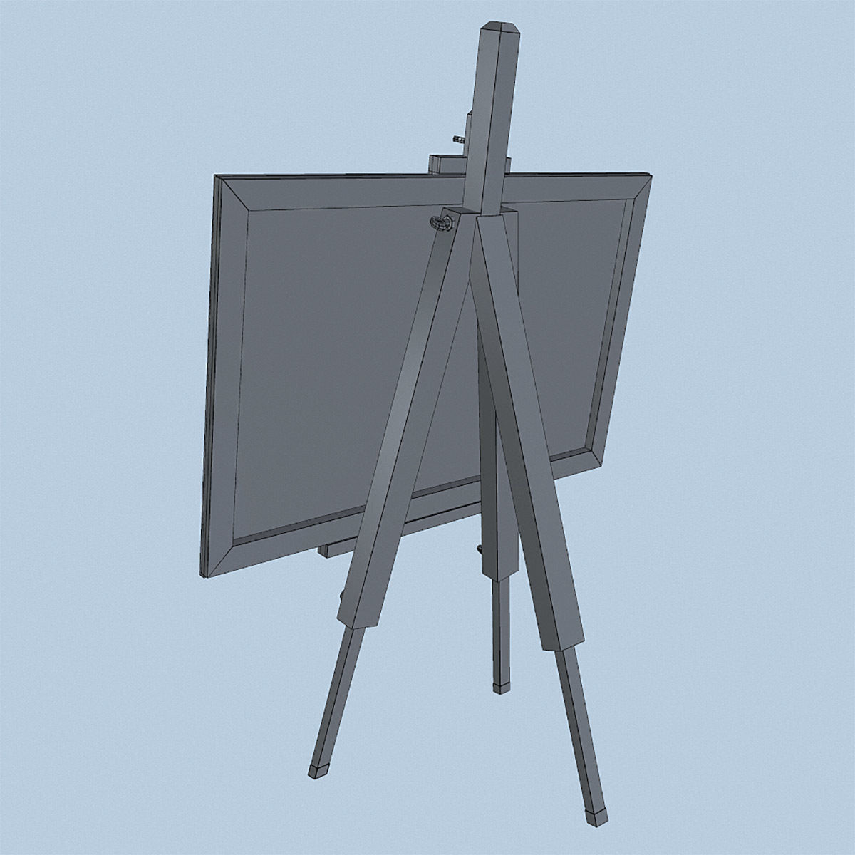 Artist easel with canvas 3D model_5