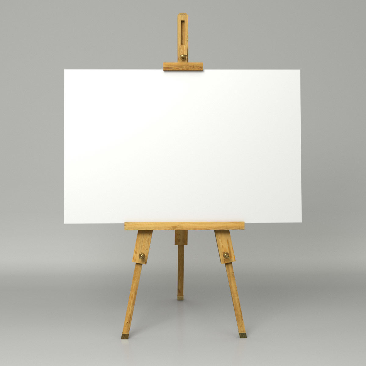 Artist easel with canvas 3D model_1