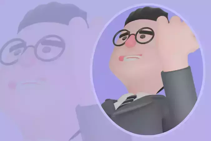 Stylized 3D Male Teacher Character - Cartoon Victory Jump Pose