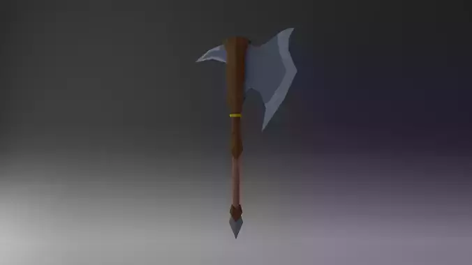 Fantasy Battle Axe Low Poly
