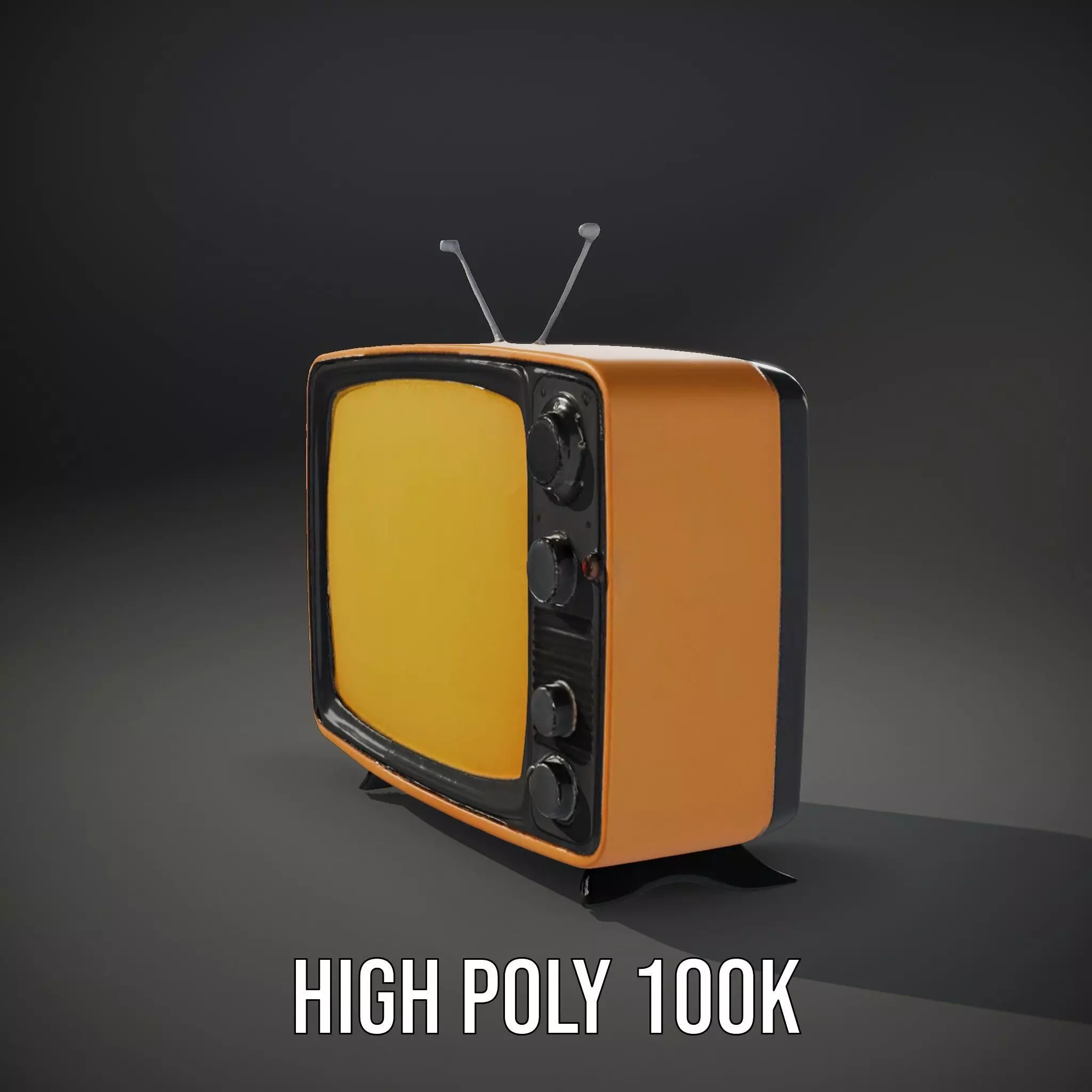 Retro Orange Television model pack Low-poly 3D model_11
