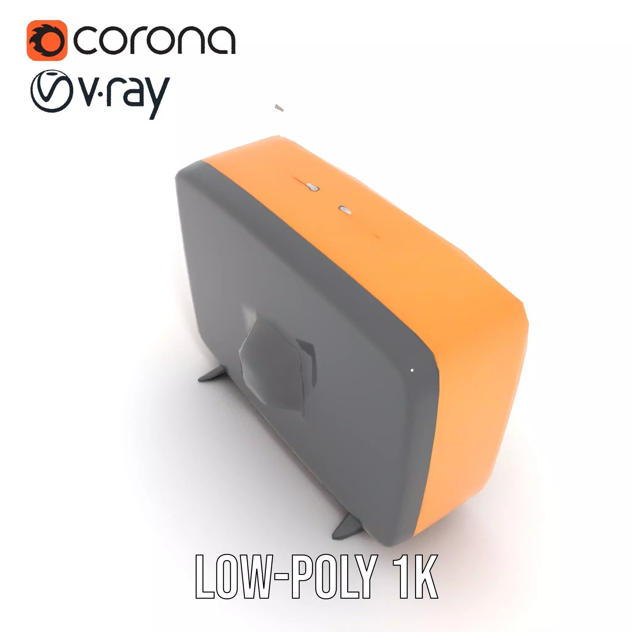 Retro Orange Television model pack Low-poly 3D model_13