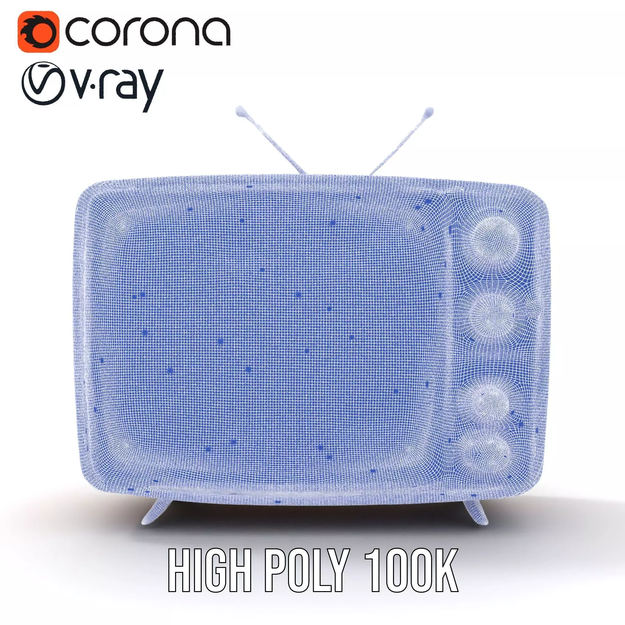 Retro Orange Television model pack Low-poly 3D model_34