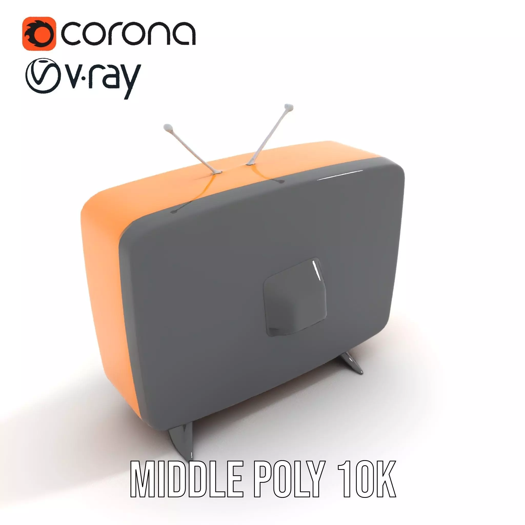 Retro Orange Television model pack Low-poly 3D model_7