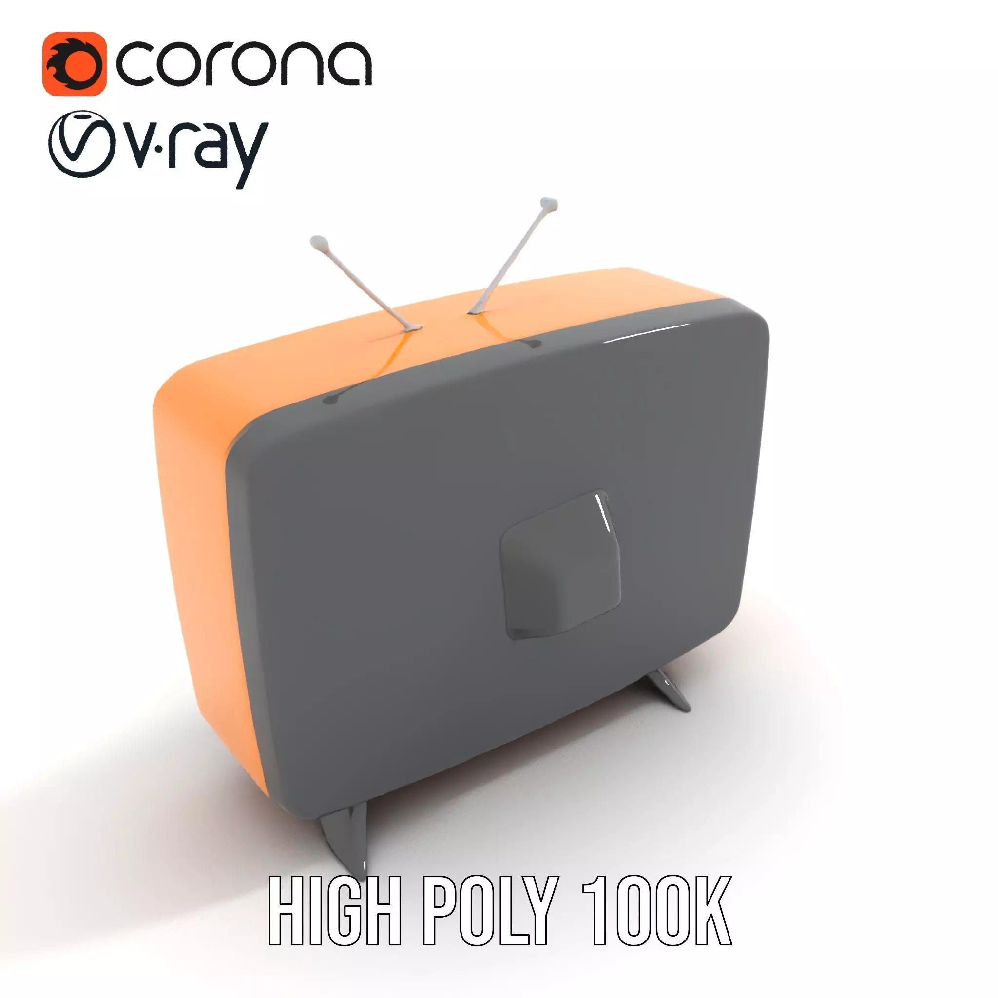 Retro Orange Television model pack Low-poly 3D model_16
