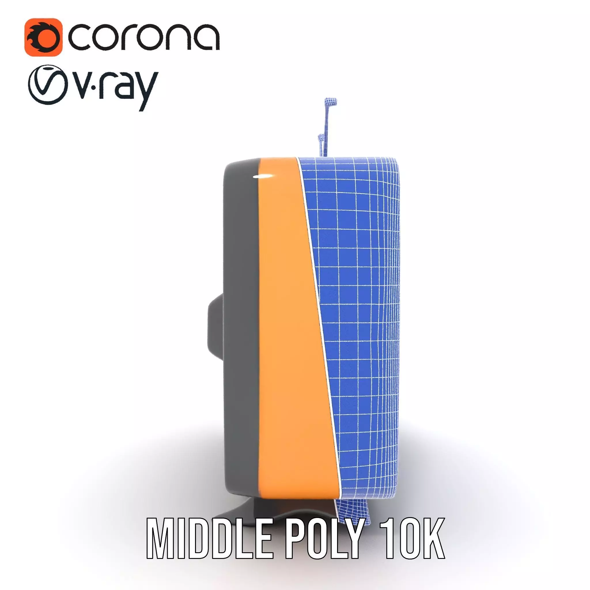 Retro Orange Television model pack Low-poly 3D model_31