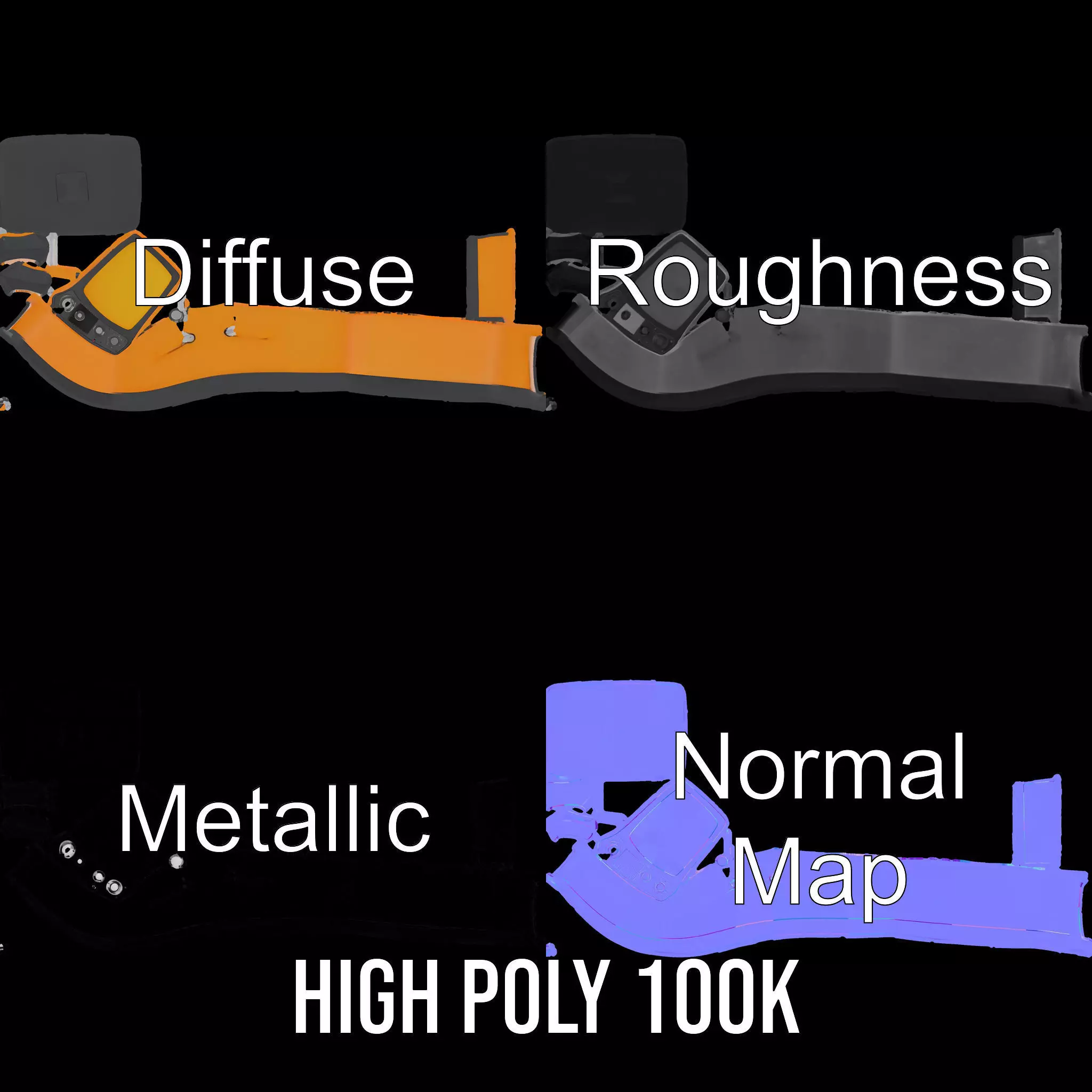 Retro Orange Television model pack Low-poly 3D model_4