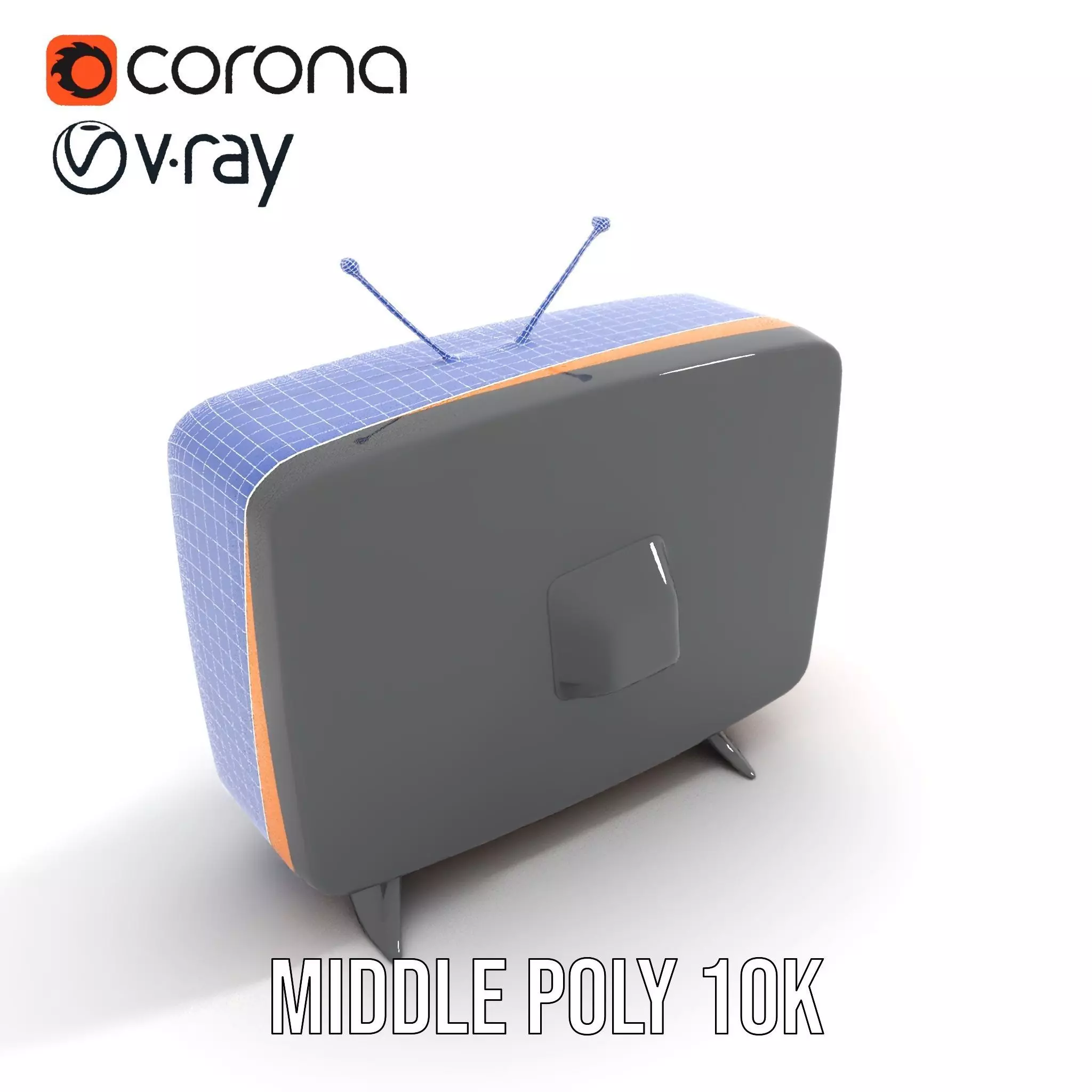 Retro Orange Television model pack Low-poly 3D model_17