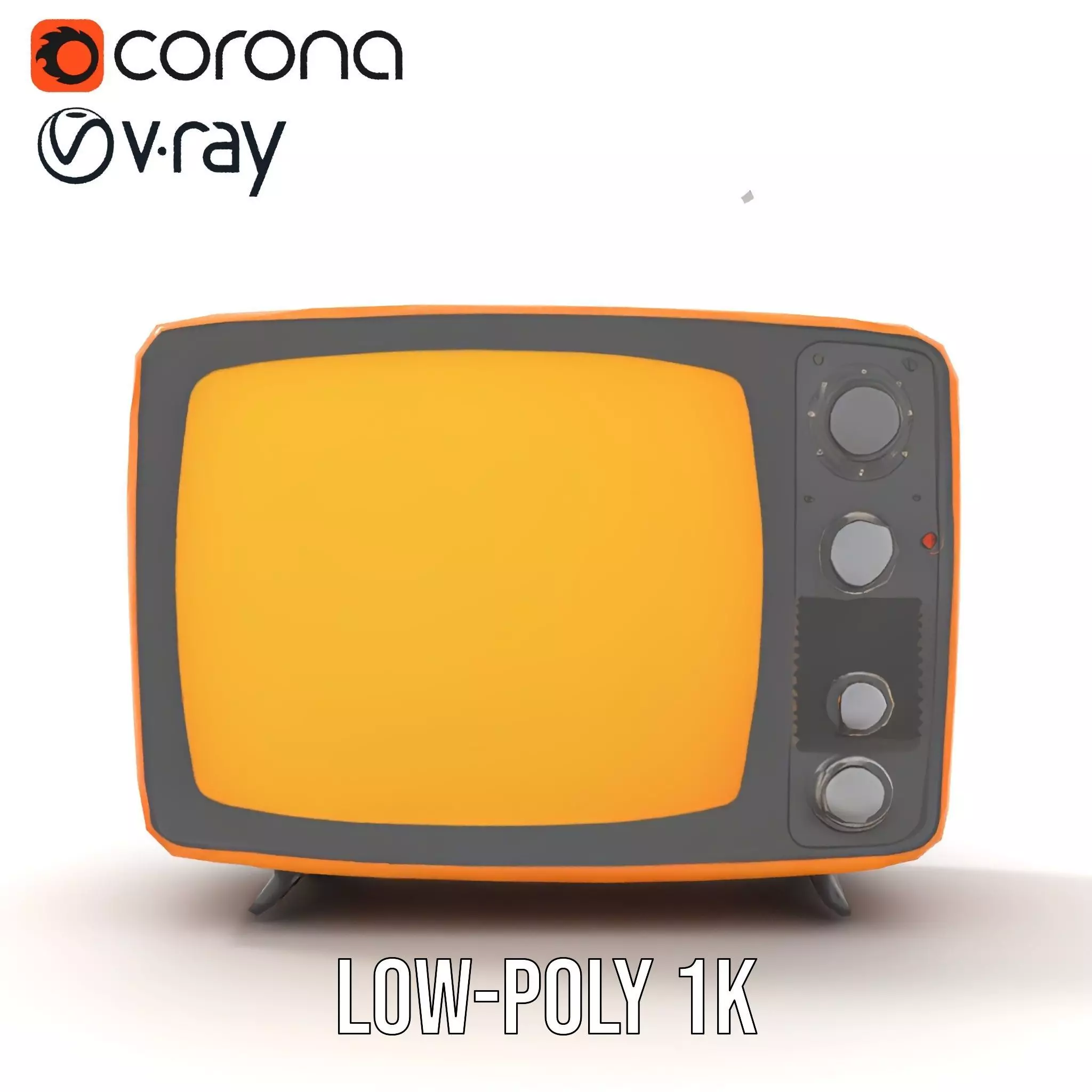 Retro Orange Television model pack Low-poly 3D model_18