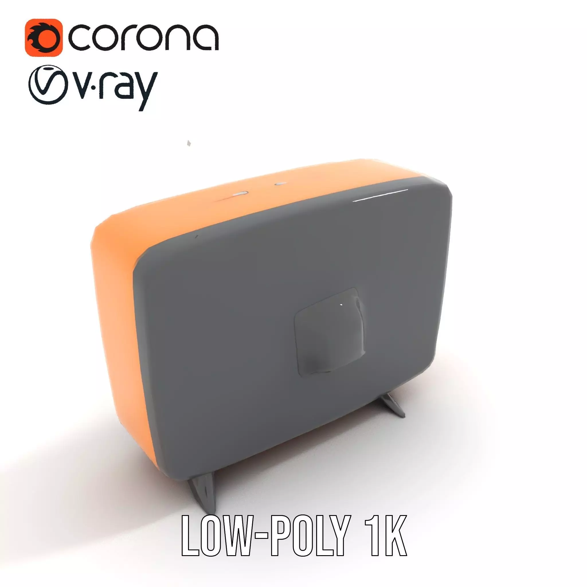 Retro Orange Television model pack Low-poly 3D model_15