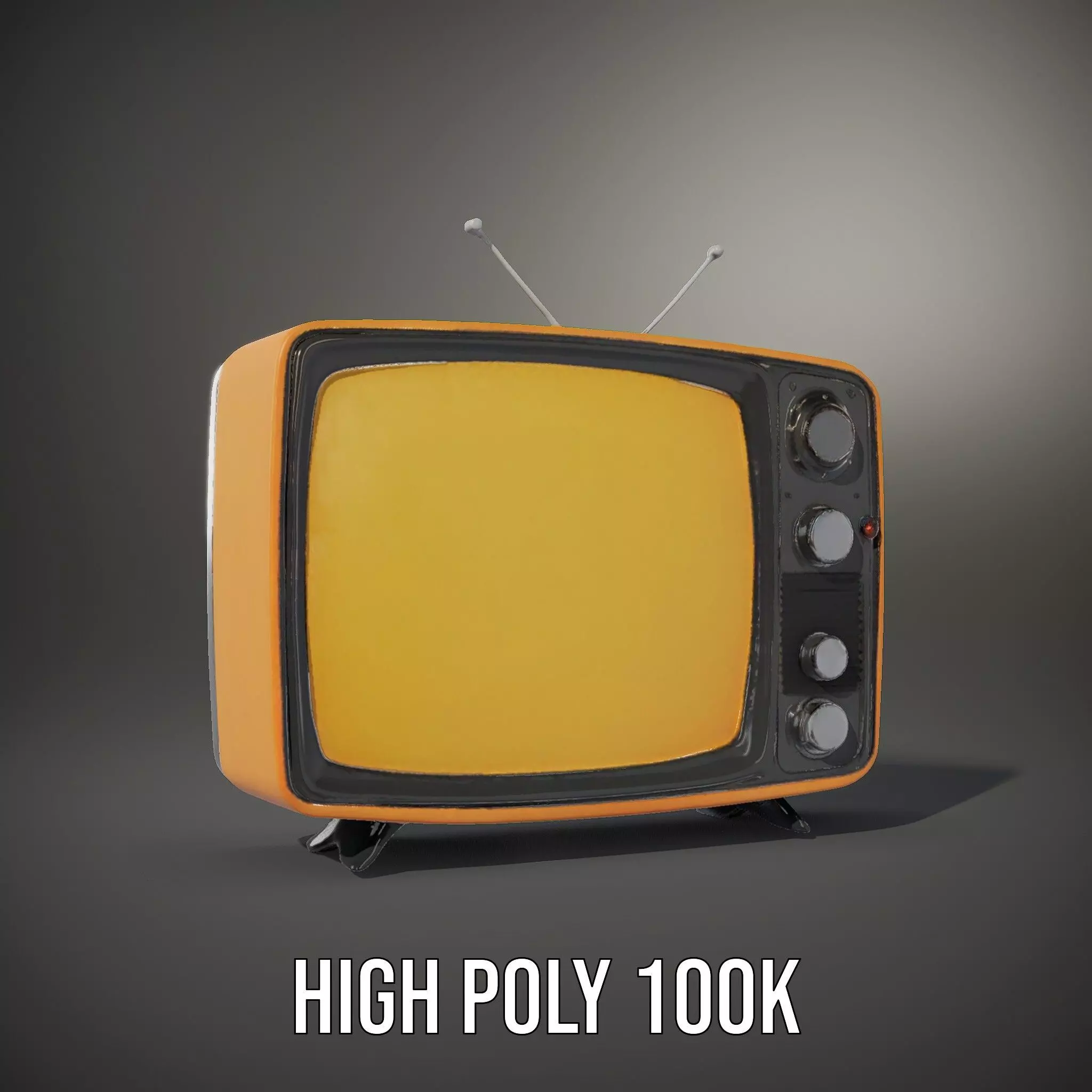 Retro Orange Television model pack Low-poly 3D model_9