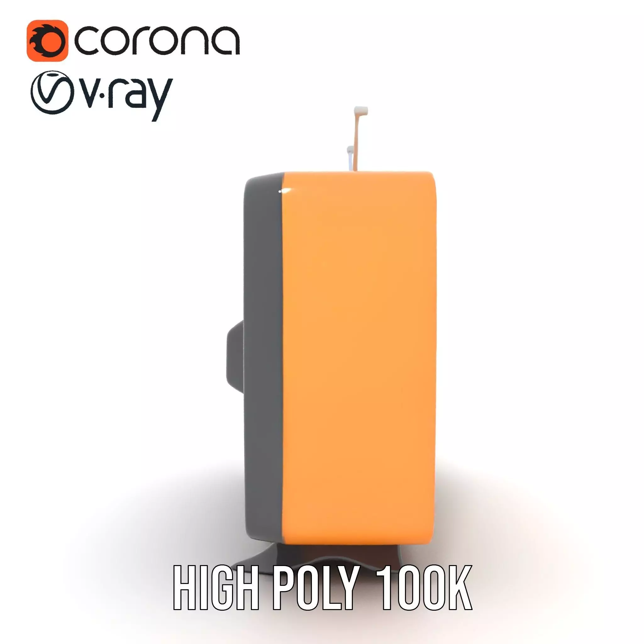 Retro Orange Television model pack Low-poly 3D model_33