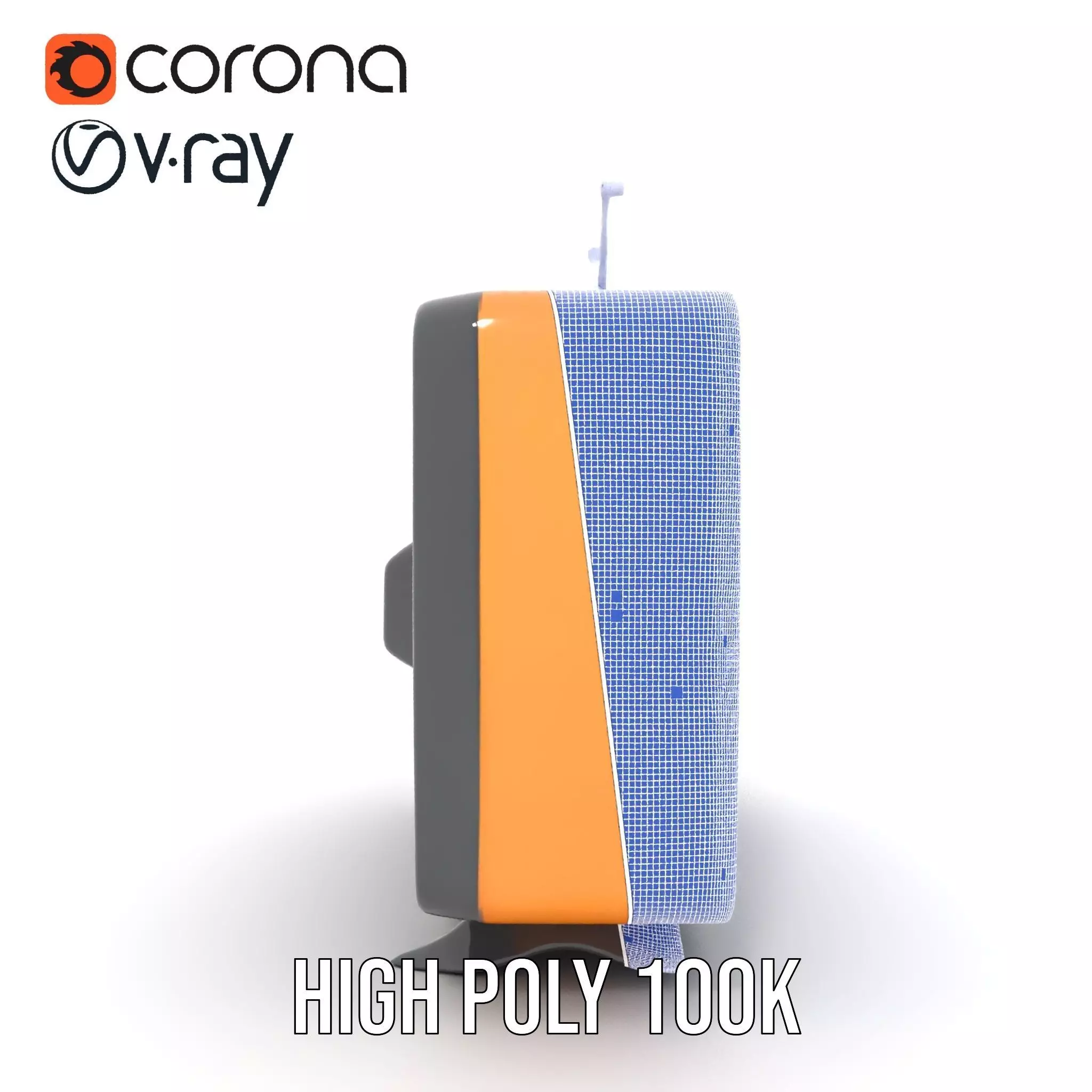 Retro Orange Television model pack Low-poly 3D model_35