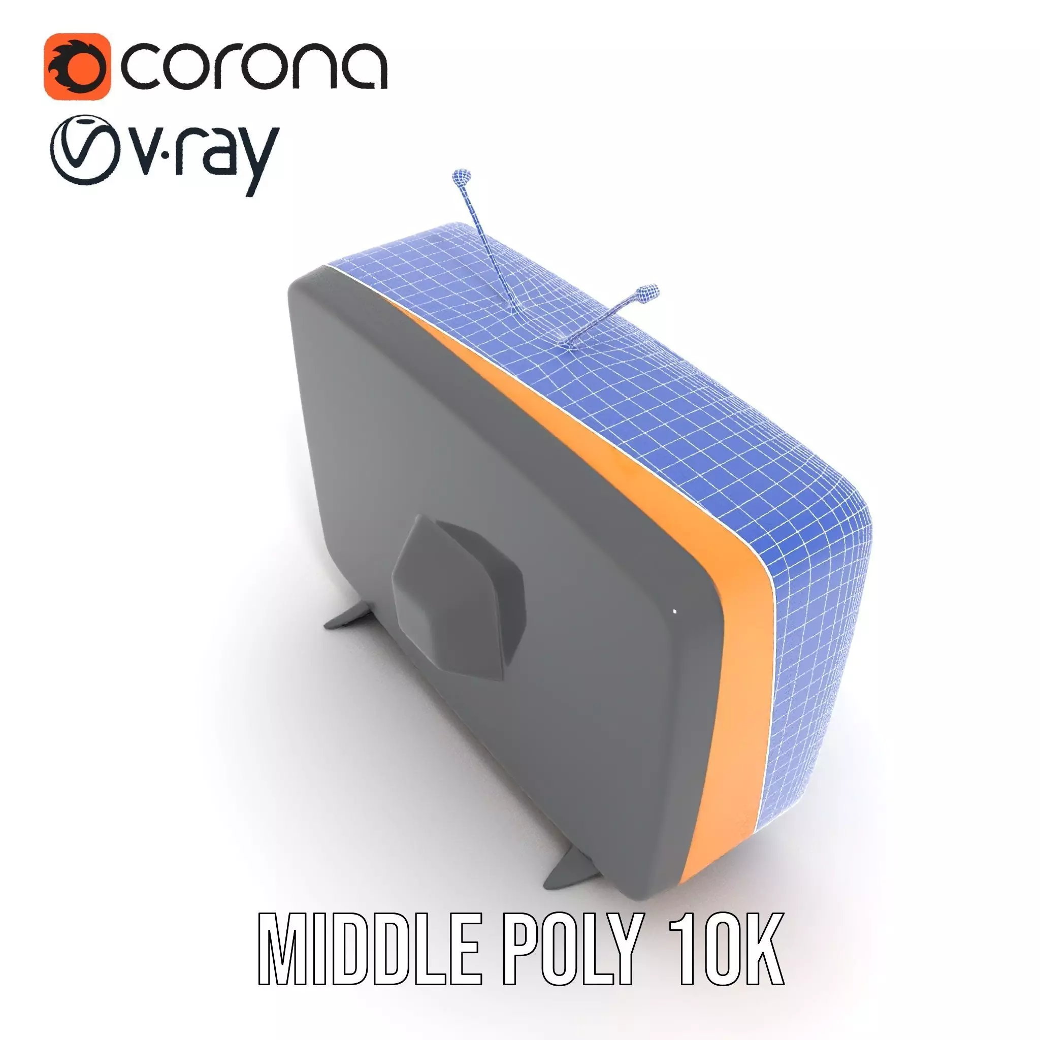 Retro Orange Television model pack Low-poly 3D model_25