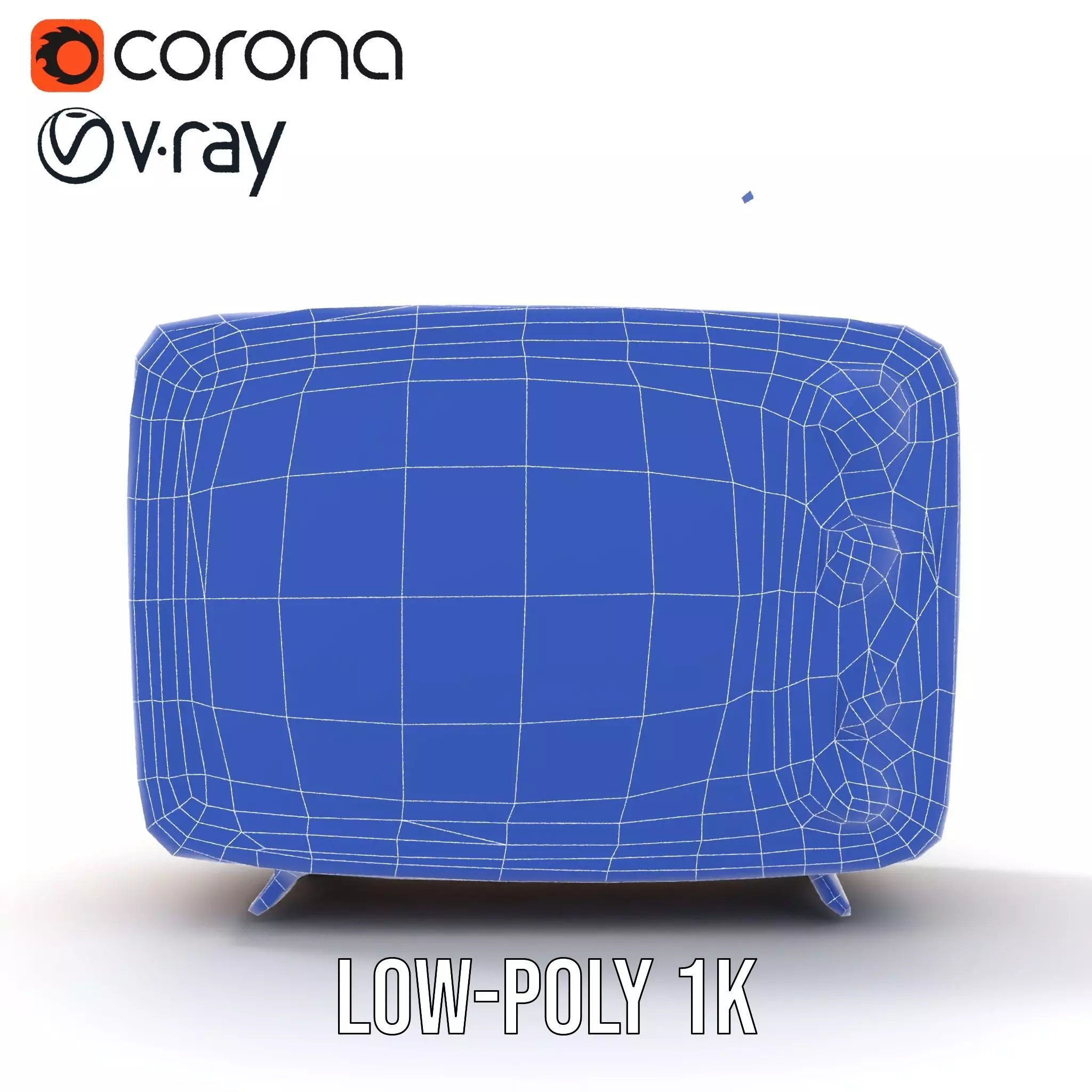 Retro Orange Television model pack Low-poly 3D model_29