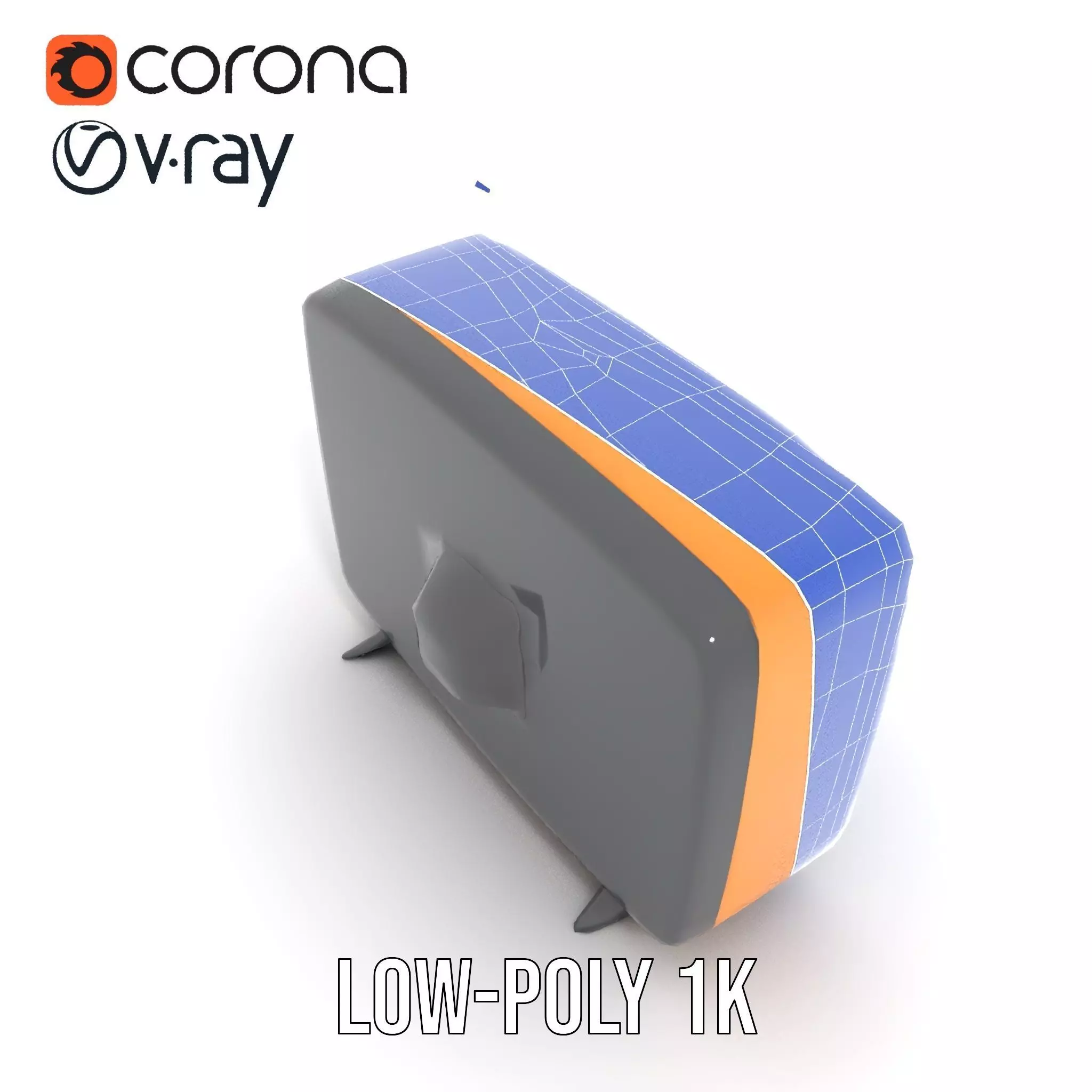 Retro Orange Television model pack Low-poly 3D model_21