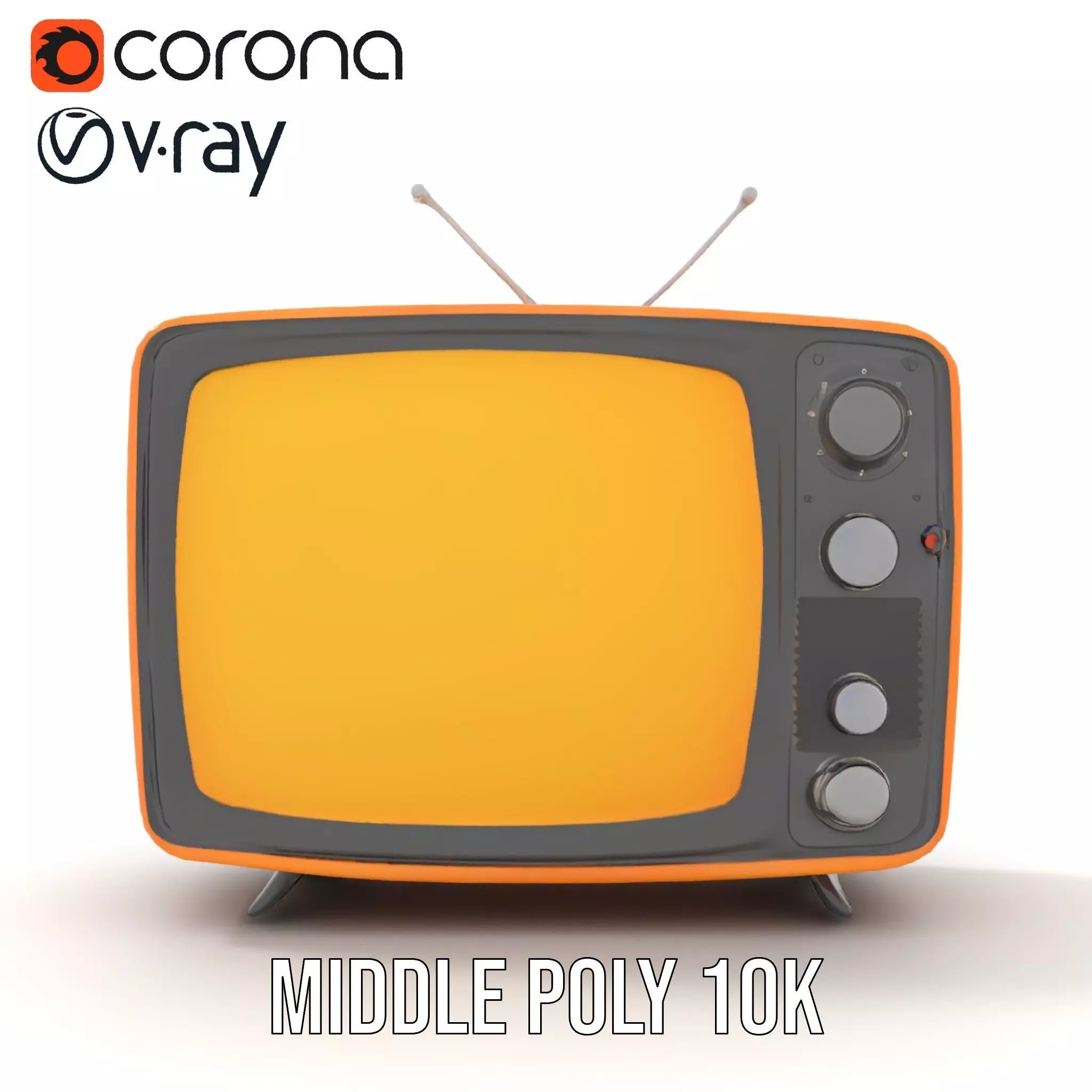 Retro Orange Television model pack Low-poly 3D model_14
