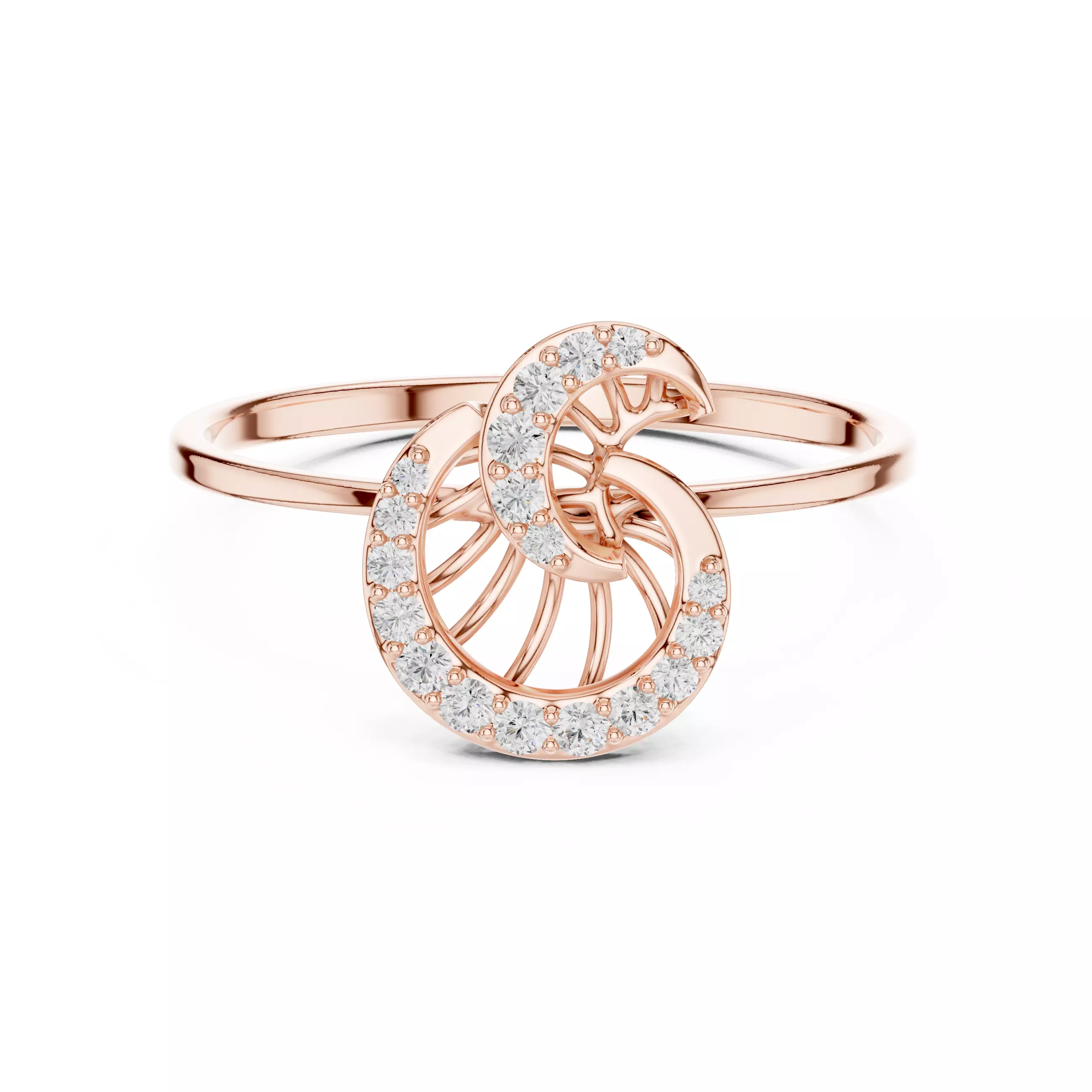 Round Diamond Moon Engagement Wedding Ring 3DM STL Video 3D print model