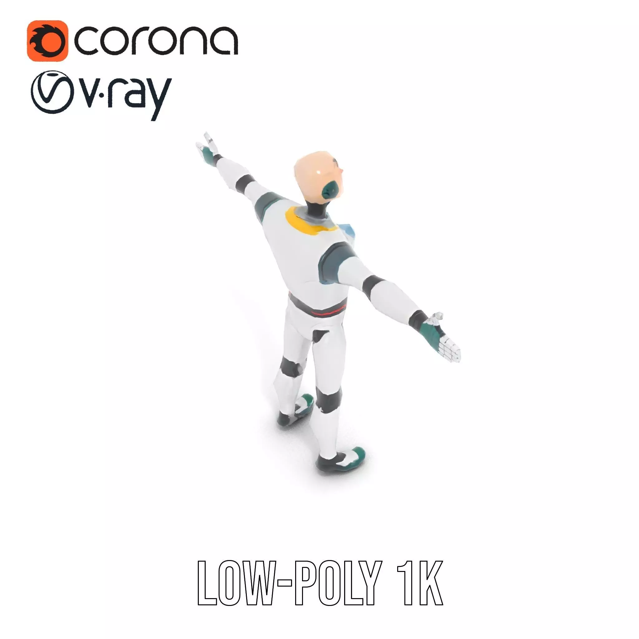Friendly Robot Character model pack Low-poly 3D model_10