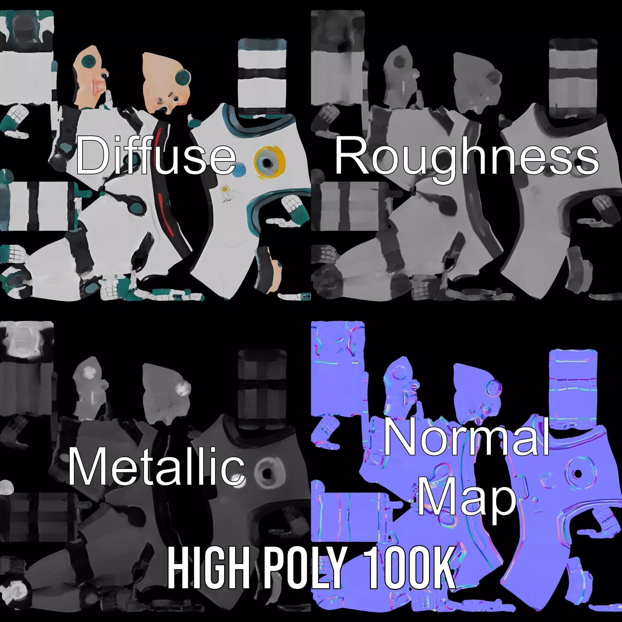 Friendly Robot Character model pack Low-poly 3D model_3