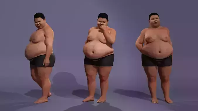 Realistic Overweight Male Liangzi Big Stomach Chinese character