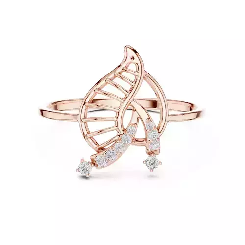 Round Cut Diamond Engagement Wedding Leaf Ring 3DM STL Video