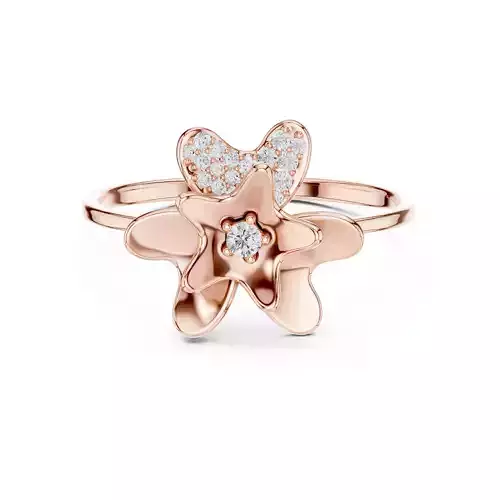 Pave set Round Diamond Engagement Floral Ring 3DM STL Video