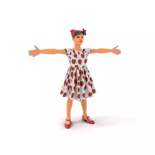 Strawberry Pattern Dress model pack Low-poly 3D model